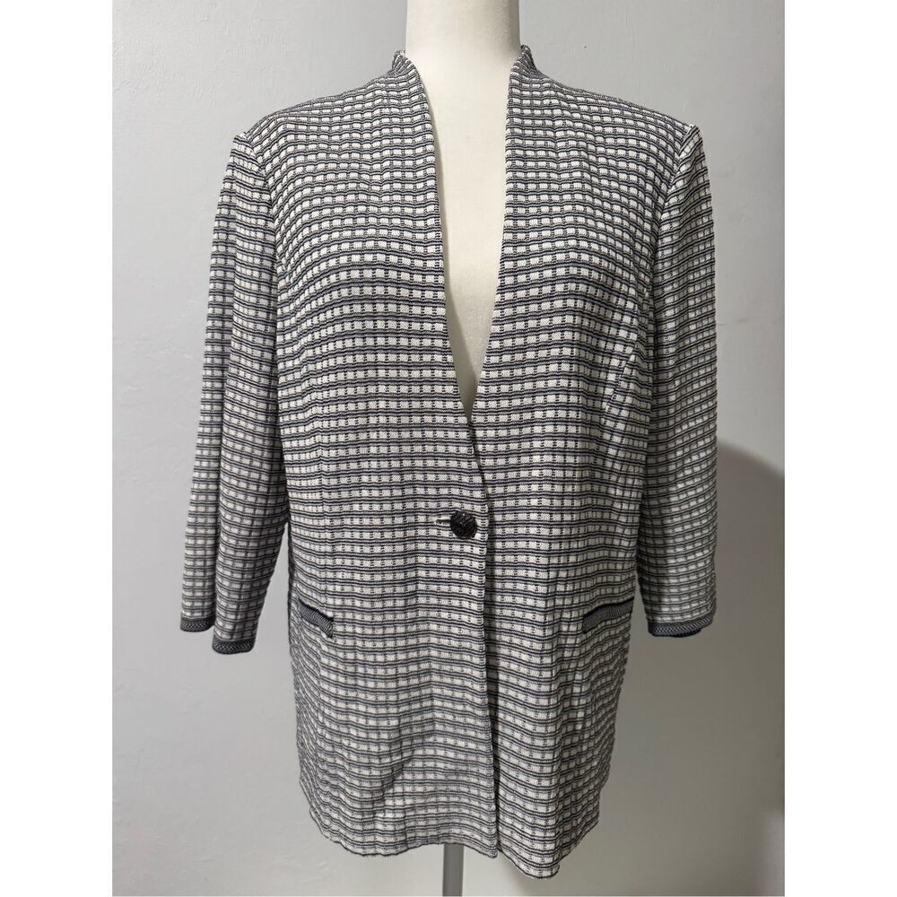 Ming Wang one button front cardigan textured size L